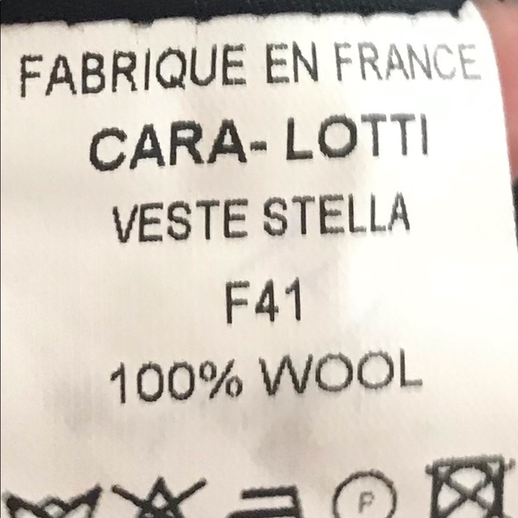 Cara Lotti beautiful black wool jacket with ivory wool accents. Size 42 - Picture 3 of 7